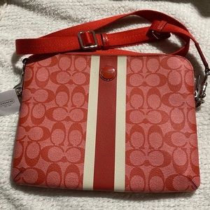 Brand New ~ Coach Signature Stripe PVC Tablet Crossbody
